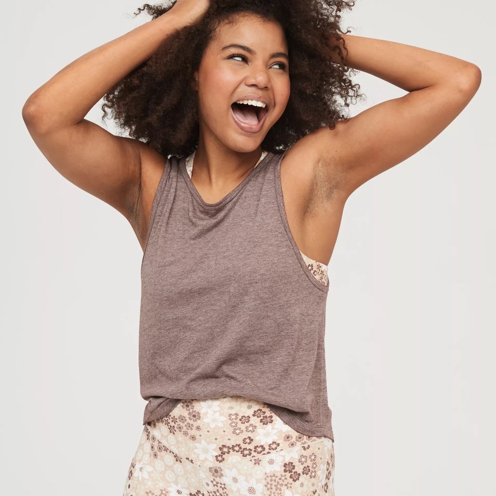 Aerie OFFLINE Burnout Tank, Relic Brown, sz S